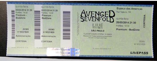 Ganhador Promo Compartilhamento Avenged Sevenfod no Facebook