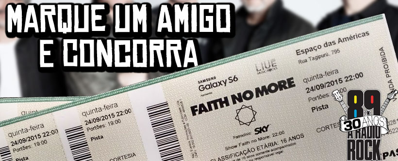 Ingressos para o show do Faith No More no Instagram da 89