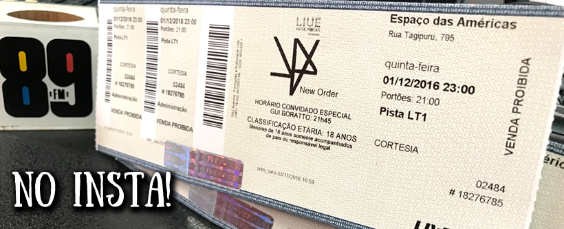 Promo pen drive do New Order e ingressos para o show