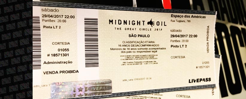 Ingressos para Midnight Oil em SP via Facebook