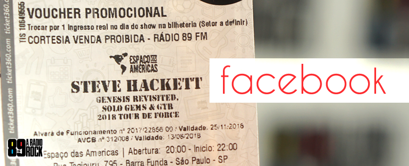 Ingressos Steve Hackett via Facebook