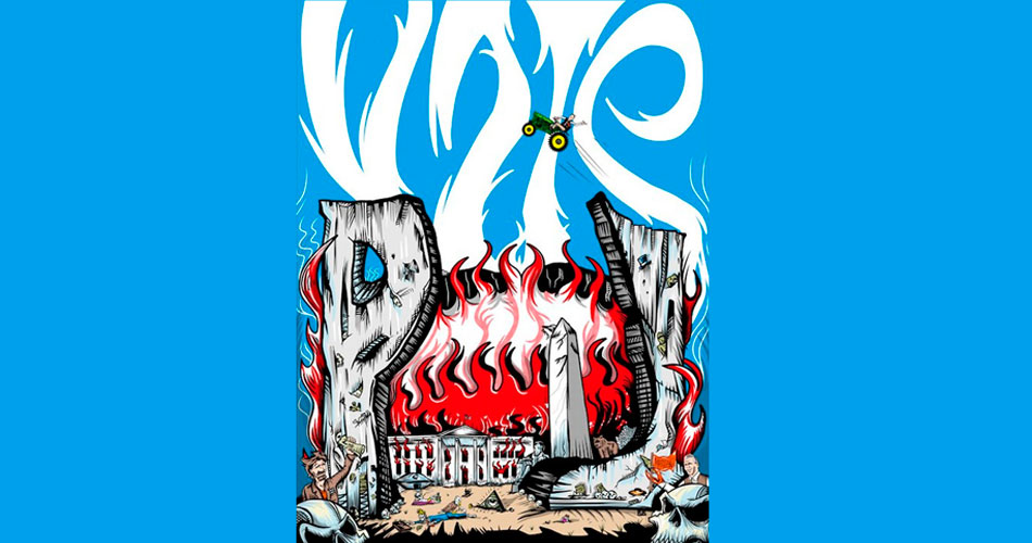 Pearl Jam: cartaz com Casa Branca em chamas e Trump morto recebe críticas