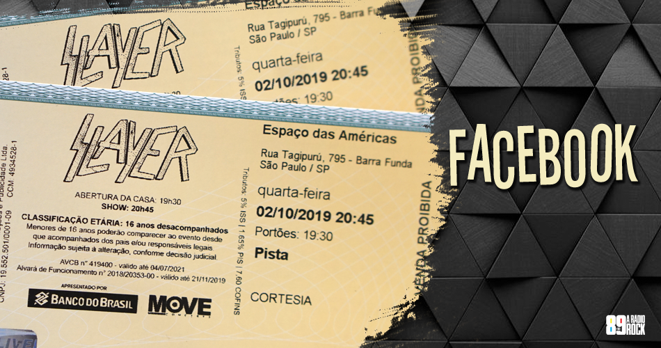 Ingressos show do Slayer via Facebook