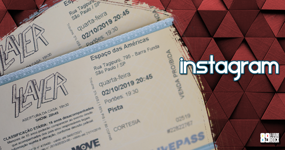 Ingressos show do Slayer via Instagram