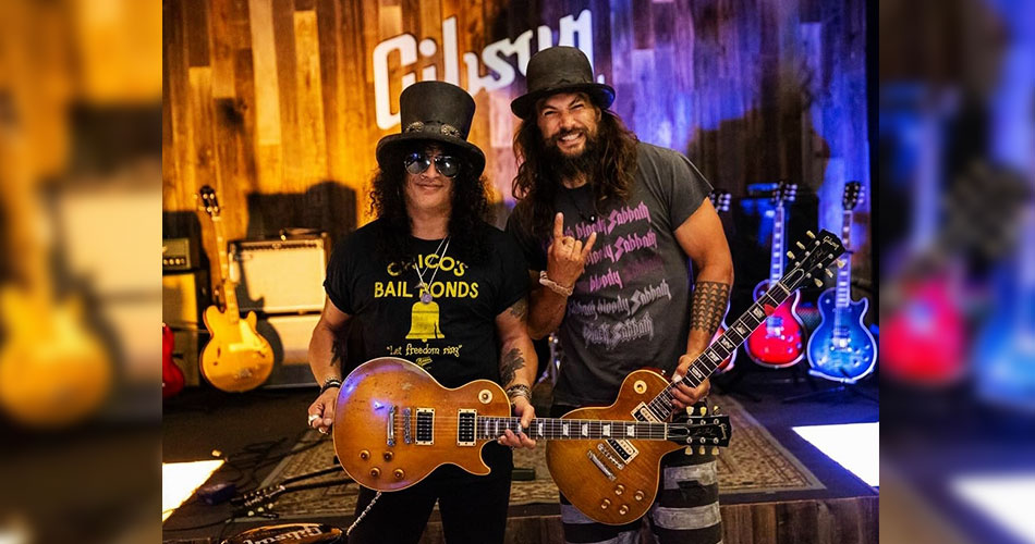 Jason Momoa e Slash se encontram em gravação da Gibson TV