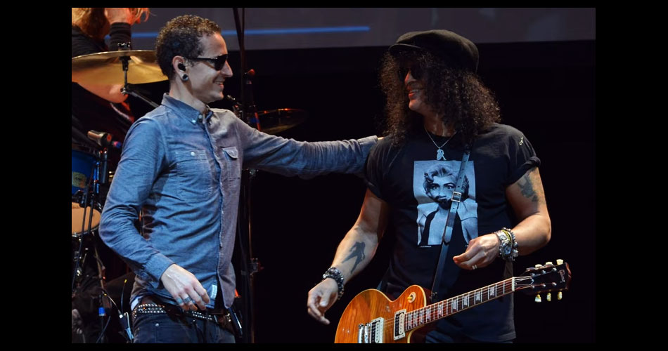 Ouça trecho de música inédita de Slash com Chester Bennington