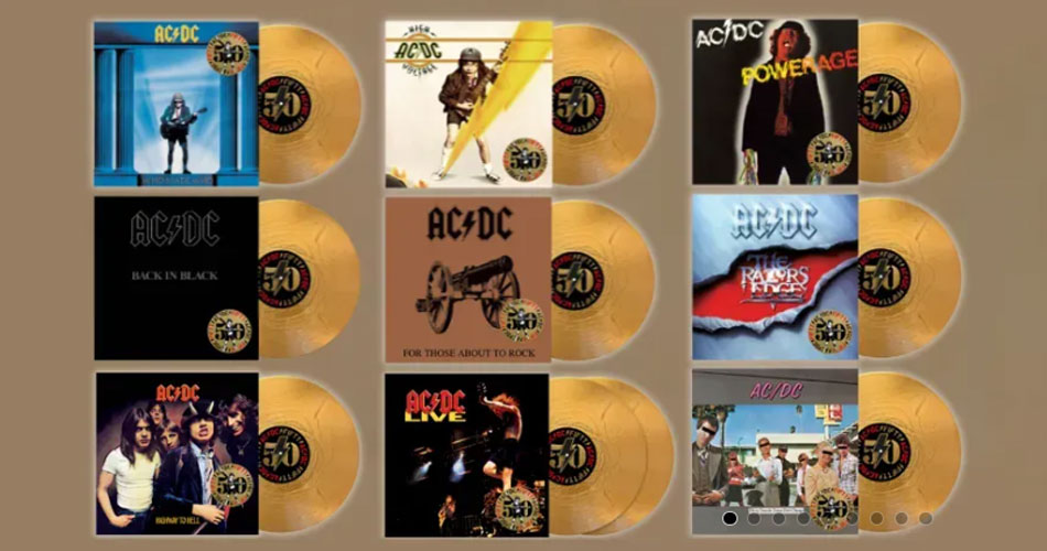 Catálogo de discos do AC/DC ganha edição em vinis dourados