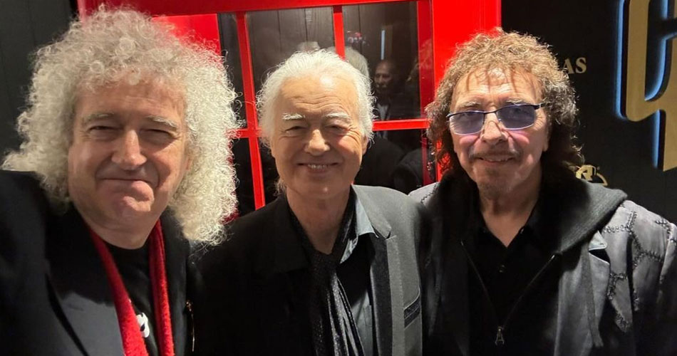 Jimmy Page, Brian May e Tony Iommi se reúnem em evento da Gibson